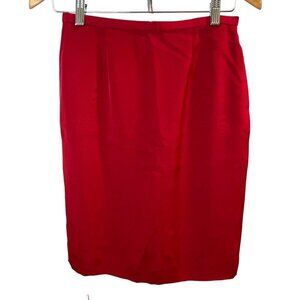 Dana Buchman Red Silk Straight Pencil Knee Length Skirt Sz 6P